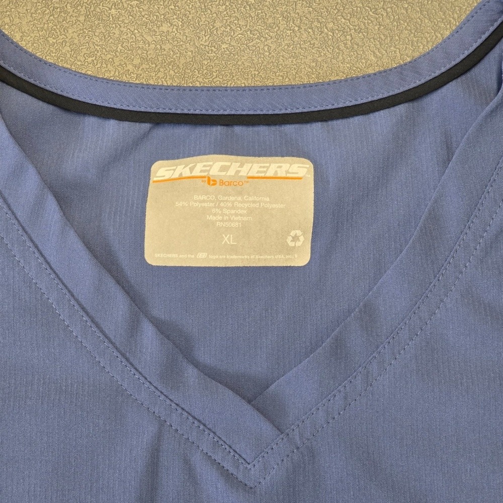 Skechers Scrub Set XL Blue Stretch Top Pants Medical Uniform Womens - Picture 8 of 10